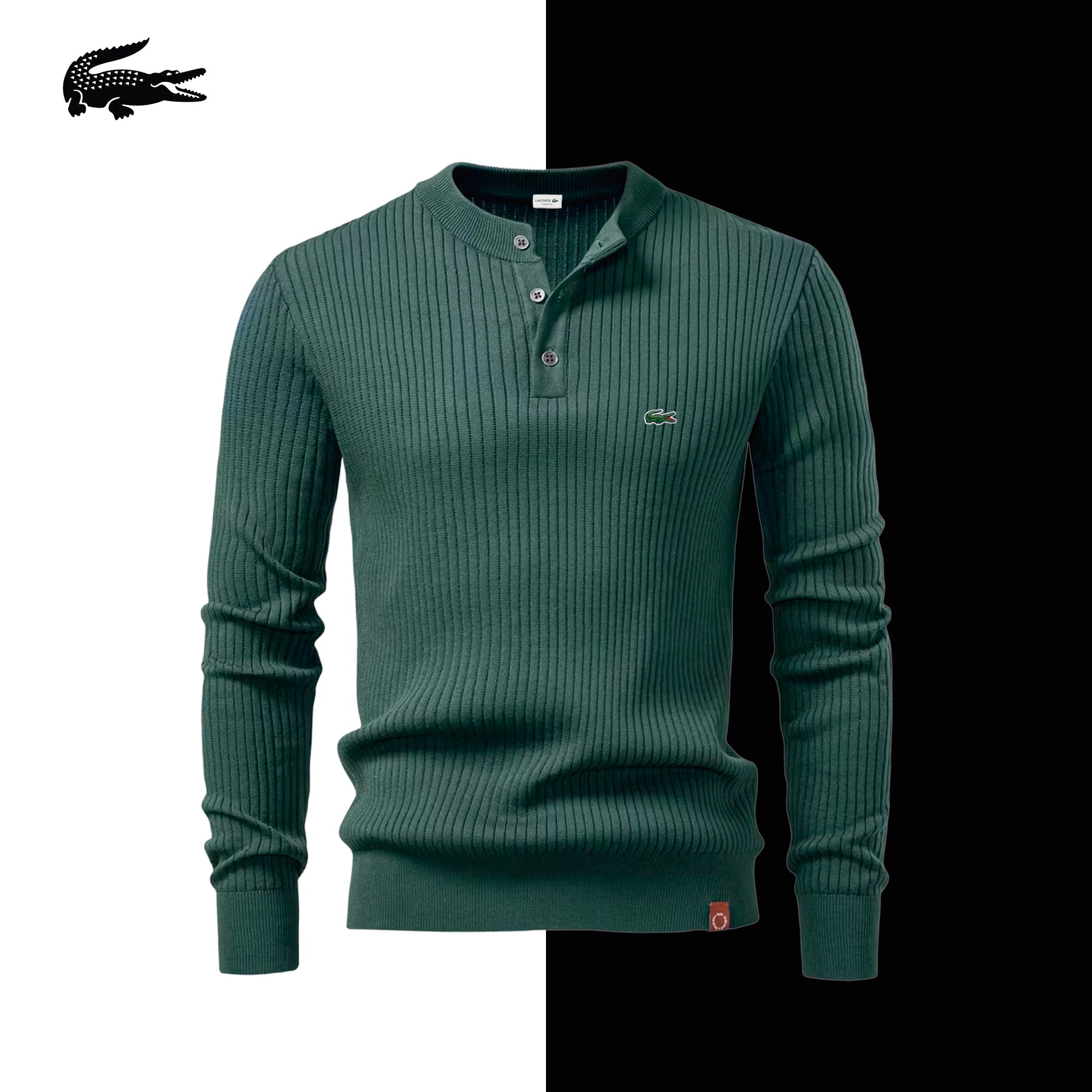 Henley en maille côtelée Windsor Lacoste